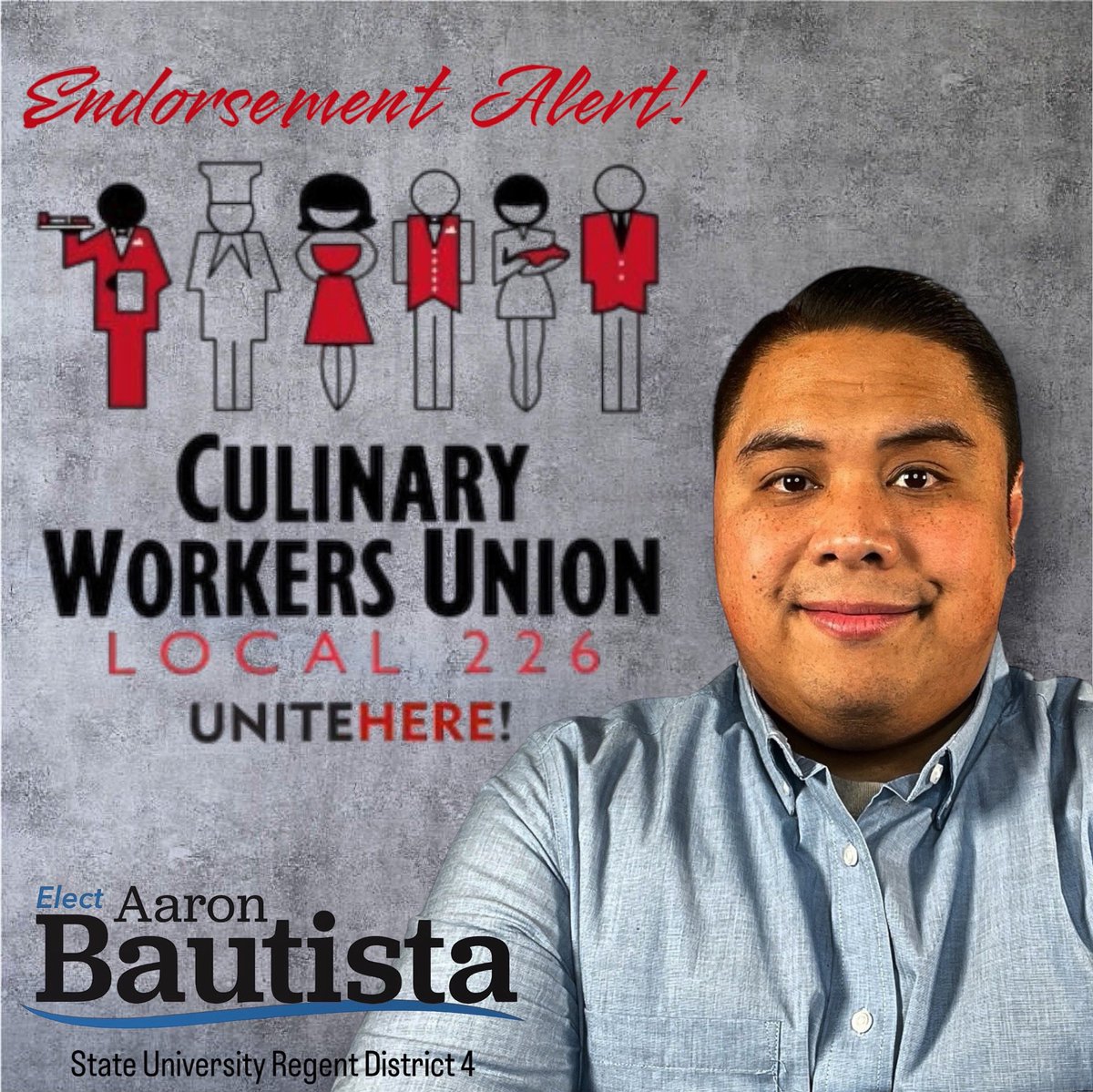 Aaron Bautista (@aaronbfornevada) on Twitter photo My parents were <a href="/Culinary226/">Culinary Union</a> members for over 30 years. I went to rallies with them as a kid and really learned to fight for others. When my mom got sick, and passed, the Culinary Union was there for us. To get this endorsement means so much and I’m honored to have their support. My parents were <a href="/Culinary226/">Culinary Union</a> members for over 30 years. I went to rallies with them as a kid and really learned to fight for others. When my mom got sick, and passed, the Culinary Union was there for us. To get this endorsement means so much and I’m honored to have their support.