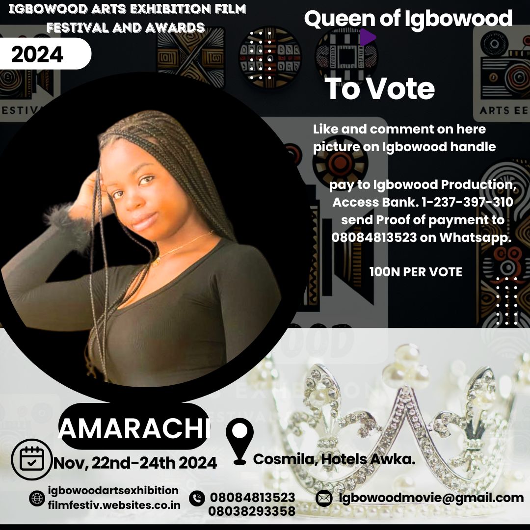 igbowood's tweet photo. Queen of Igbowood season 10, 

To Vote for your contestant 

Like/follow our Page 
Comment under her picture and share the post for others to do the same. 

You can mention people's names or draw highlights under your contestants picture.

Read flyer for offline voting
#igbowood https://t.co/XrblT1TyOf