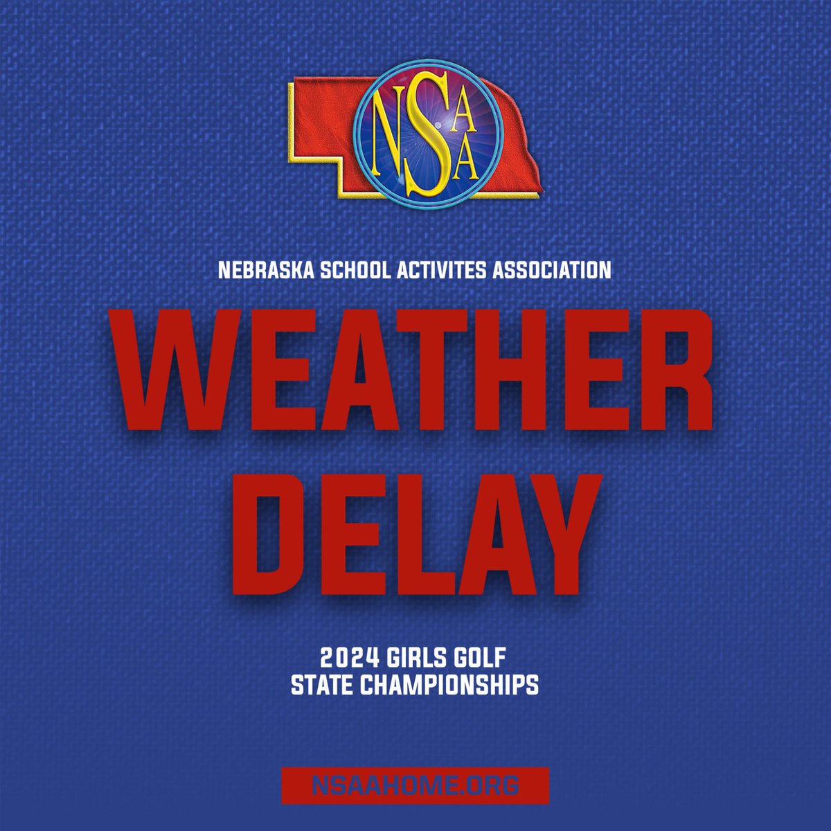🚨 𝙎𝘾𝙃𝙀𝘿𝙐𝙇𝙀 𝙐𝙋𝘿𝘼𝙏𝙀 🚨

The 2024 Girls Golf Championships on Monday, October 14th will be delayed due to a frost advisory.

Class A @ Grand Island - 1 hour delay

Class B @ Gering - 30 minute delay

Class C @ North Platte - 1 hour delay

#nebpreps