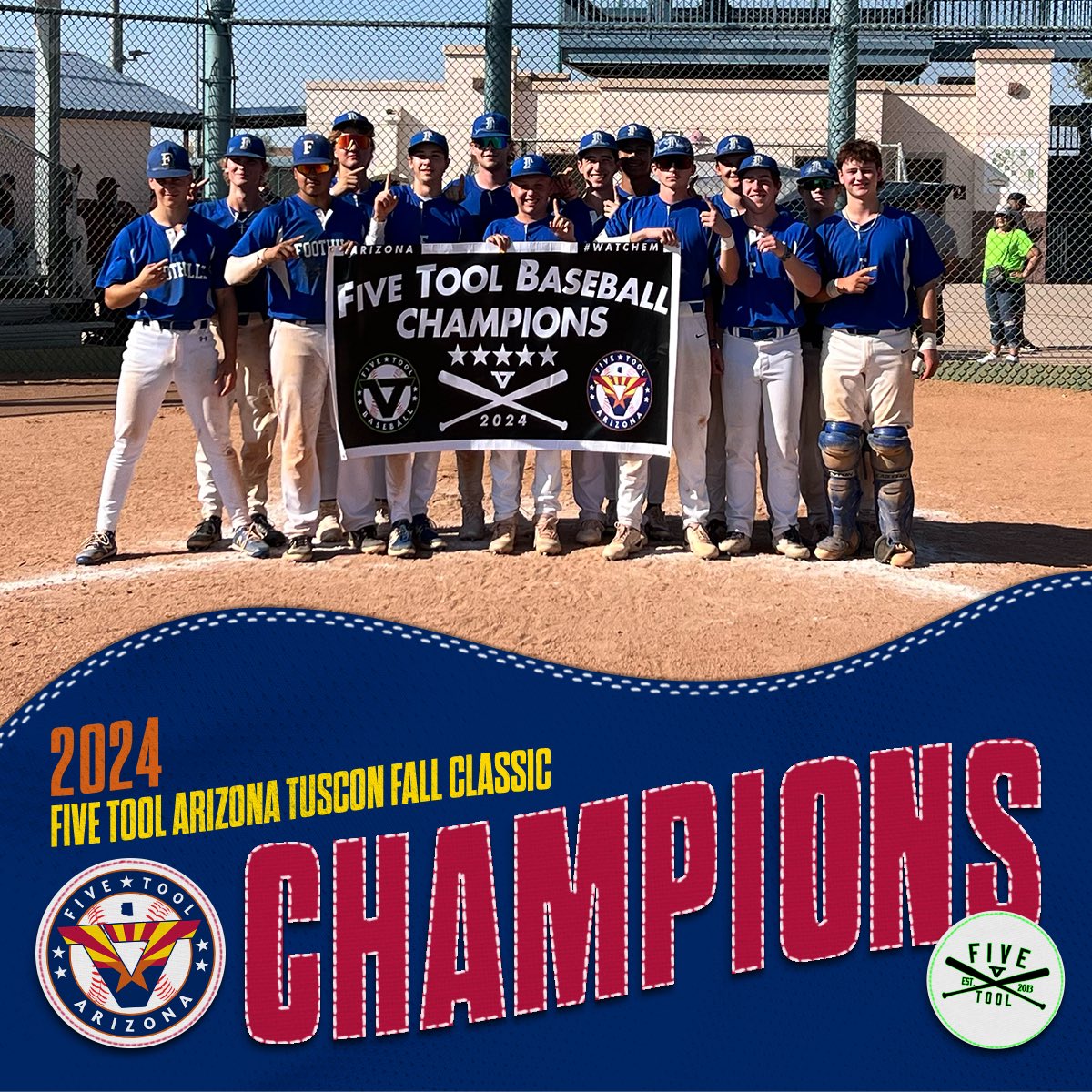 Five Tool Arizona (@fivetoolaz) on Twitter photo ๐CHAMPIONS๐
Congrats to Foothills Royal on winning the Upperclass <a href="/FiveTool/">Five Tool Baseball</a> Arizona Tucson Fall Classic!
#WatchEm ๐CHAMPIONS๐
Congrats to Foothills Royal on winning the Upperclass <a href="/FiveTool/">Five Tool Baseball</a> Arizona Tucson Fall Classic!
#WatchEm