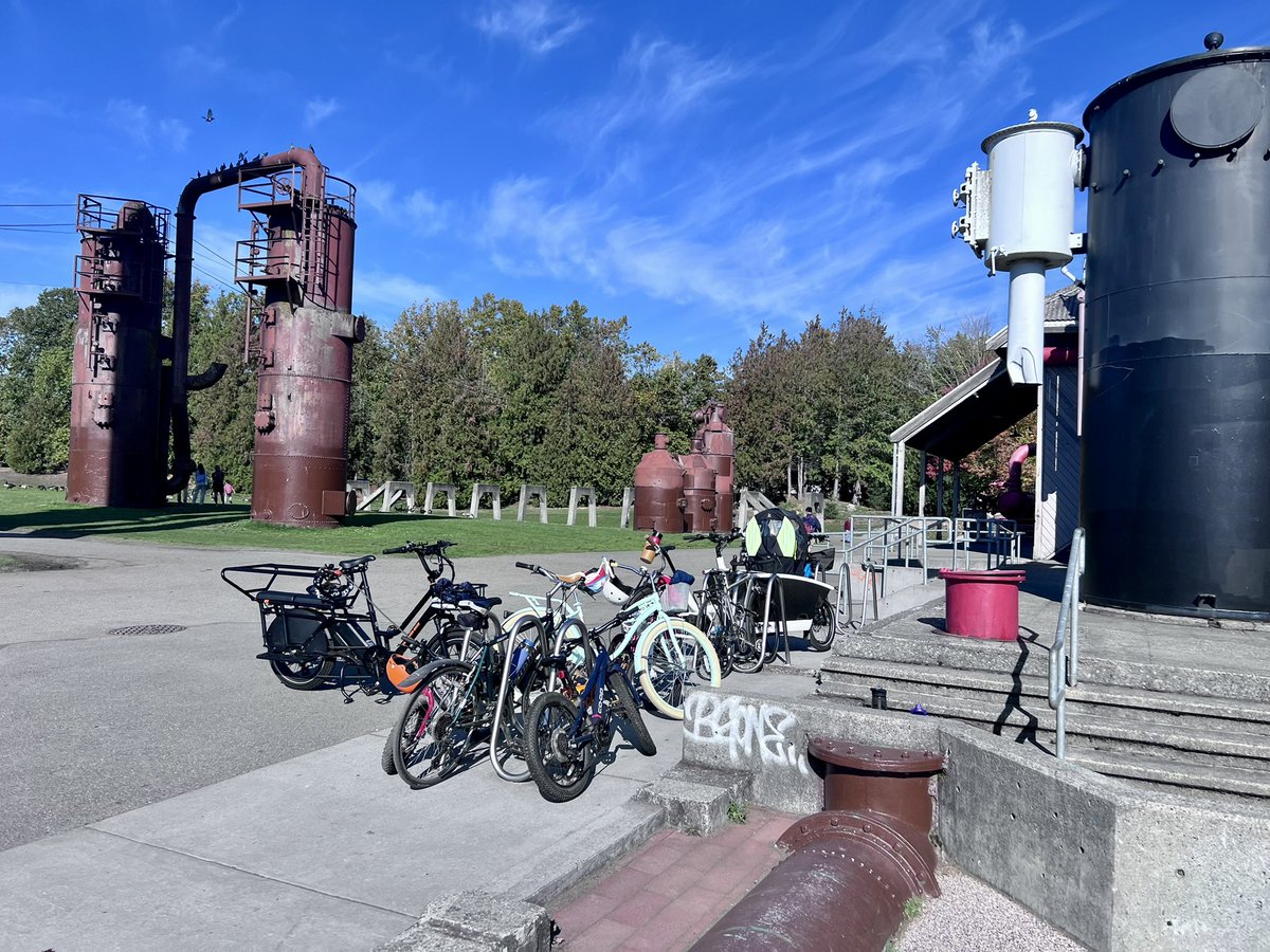 Biking to playground helps to get the best parking spot