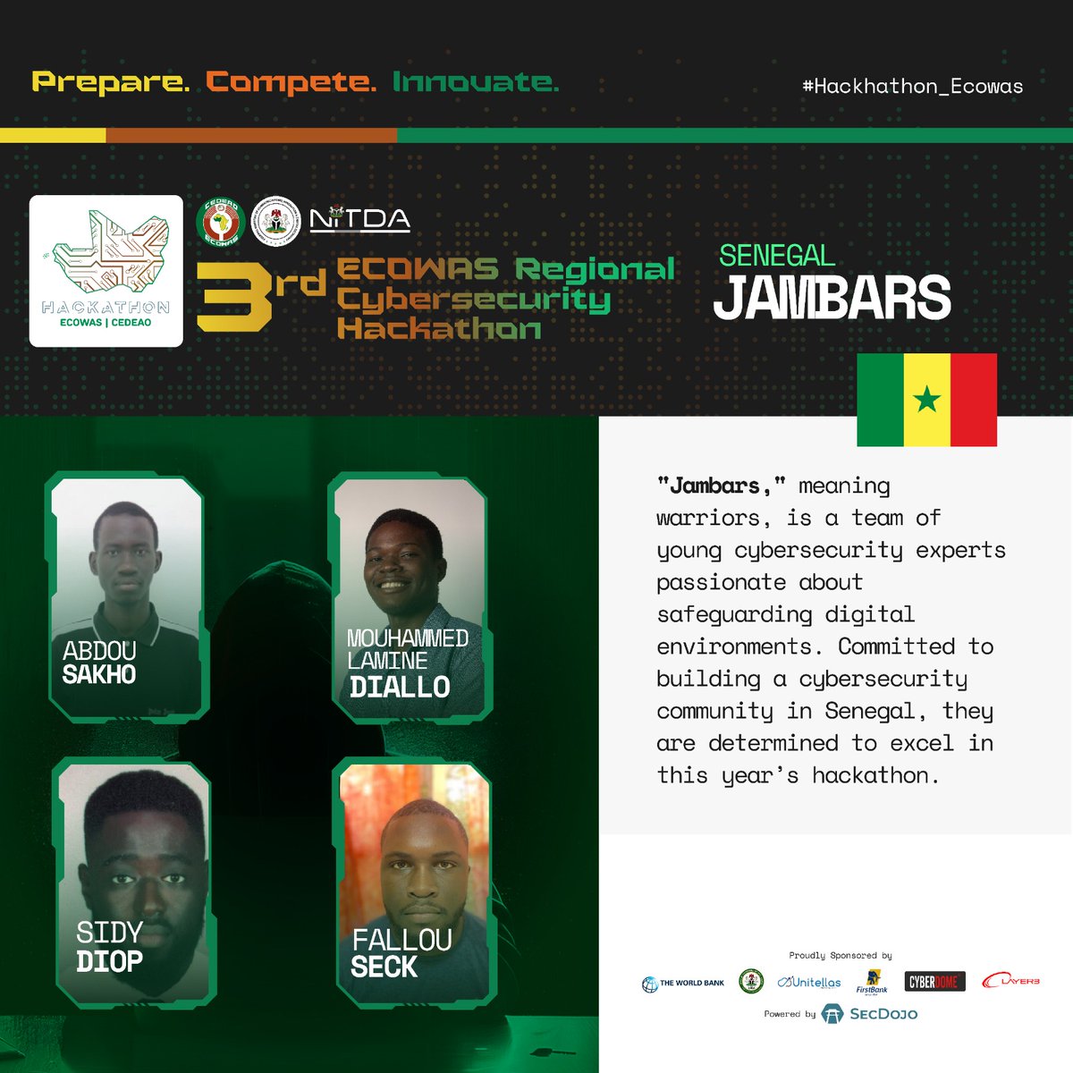 ecowas_cedeao's tweet photo. 3rd ECOWAS Cybersecurity regional Hackathon
======
3ème Hackathon régional de la CEDEAO sur la cybersécurité
 ======
3ª Hackathon regional de cibersegurança da CEDEAO 
======
Date: 14 -17 October, 2024
Venue: Abuja - Nigeria https://t.co/2RA6Y8PyjQ