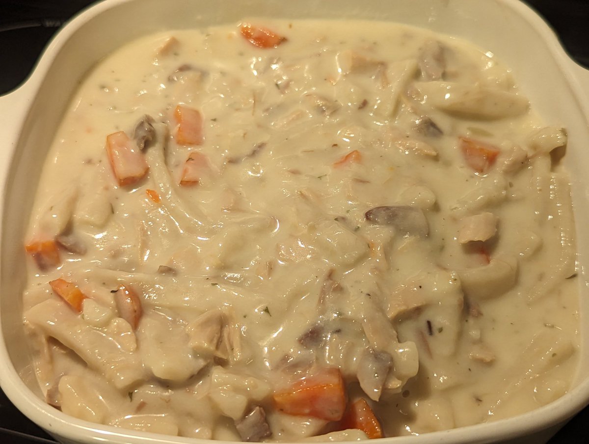 Retired laying hens make the best soup. And I love cream soups so when I make chicken noodle soup from scratch, I make it creamy. 😋😁 #homecooking