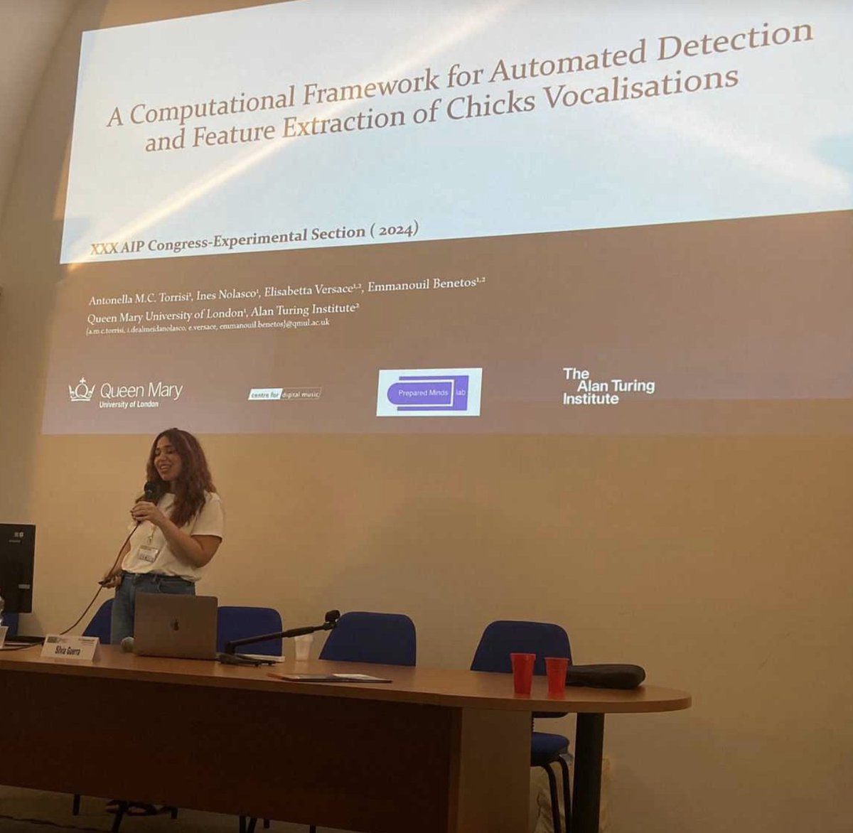 PreparedLab's tweet image. our @Antorr91 at Congresso AIP presenting "A computational Framework for Automated Detection and Feature Extraction of Chicks Vocalisations" ... related to her recent work at #VIHAR2024 with @emmanouilb @eli_versace @QM_SBBS @c4dm @PreparedLab 🐤