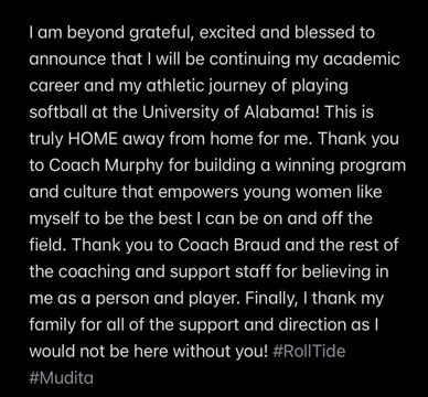 Ava Briski (@avabriski22) on Twitter photo Committed! Roll Tide!! 🐘❤️🐘❤️🐘❤️
<a href="/UACoachMurphy/">Patrick Murphy</a>
<a href="/KaylaBraud1/">Kayla Braud</a>
<a href="/adamarbour/">Adam Arbour</a>
<a href="/lmcmahon7/">Lance McMahon</a>
<a href="/RyanIamurri32/">Ryan Iamurri</a>
<a href="/Jocelynbriski/">Jocelyn Briski</a> Committed! Roll Tide!! 🐘❤️🐘❤️🐘❤️
<a href="/UACoachMurphy/">Patrick Murphy</a>
<a href="/KaylaBraud1/">Kayla Braud</a>
<a href="/adamarbour/">Adam Arbour</a>
<a href="/lmcmahon7/">Lance McMahon</a>
<a href="/RyanIamurri32/">Ryan Iamurri</a>
<a href="/Jocelynbriski/">Jocelyn Briski</a>