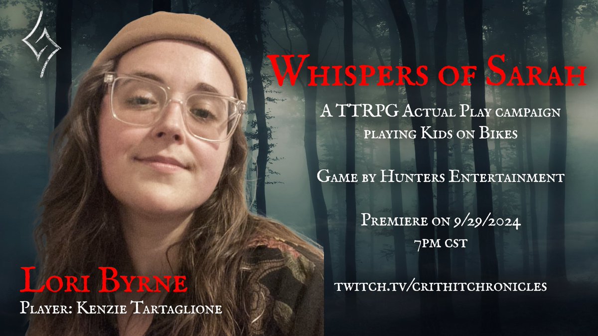 Crit Hit Chronicles (@crithitchron) on Twitter photo We are LIVE with Whispers of Sarah, a Kids on Bikes horror series.
@veeisforvampire @ktartaglione8 @mr_darryldorsey <a href="/4evergmjustin/">GM Justin</a> @bruthaqueon @kujoplaysgames
Game by <a href="/Hunters_Ent/">Hunters Entertainment</a>
#ttrpg #dice #CritHitChronicles #ttrpgthreads #threads #voiceacting #actualplay #roleplaying We are LIVE with Whispers of Sarah, a Kids on Bikes horror series.
@veeisforvampire @ktartaglione8 @mr_darryldorsey <a href="/4evergmjustin/">GM Justin</a> @bruthaqueon @kujoplaysgames
Game by <a href="/Hunters_Ent/">Hunters Entertainment</a>
#ttrpg #dice #CritHitChronicles #ttrpgthreads #threads #voiceacting #actualplay #roleplaying
