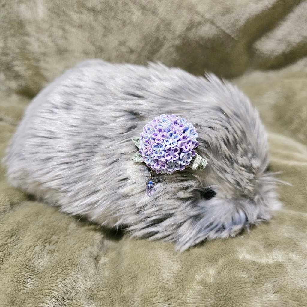 てまりにヘアクリップのプレゼント😊 紫陽花が似合う💠 おしとやか女子