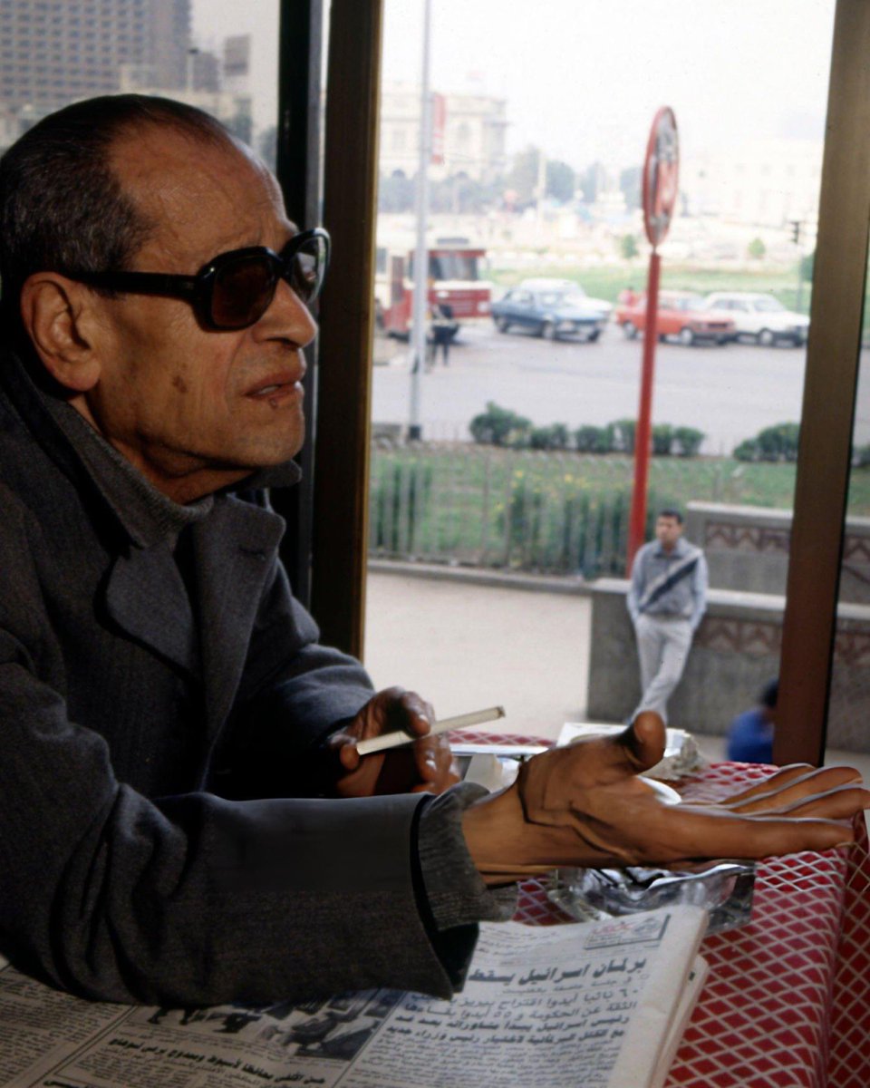CairoScene's tweet photo. #SceneThrowback: In honour of Mahfouz being this year’s Cairo International Book Fair personality, we look back on the author enjoying this moment in a place he considered a second home. https://t.co/IUaMYN80Li
