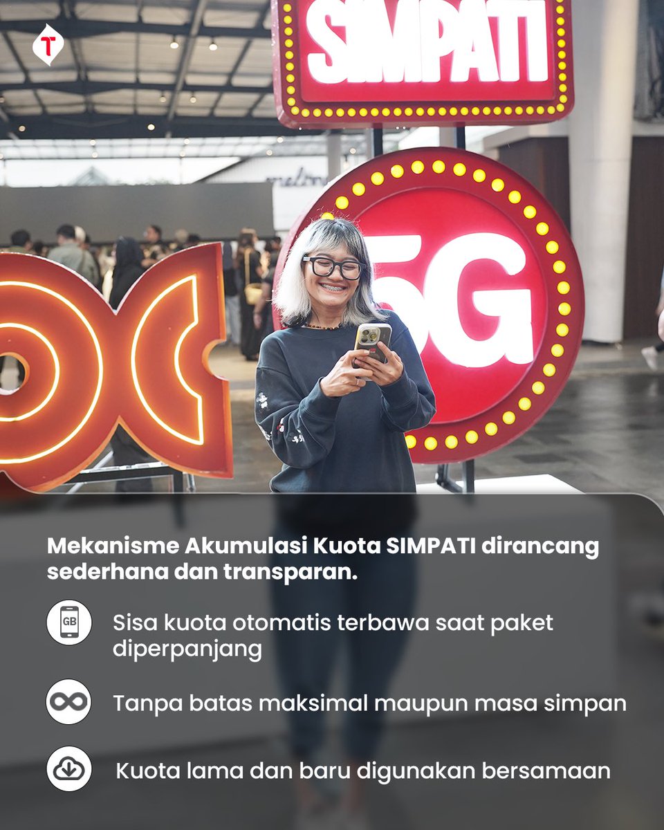 Telkomsel's tweet image. Swipe untuk tahu bagaimana Akumulasi Kuota bikin internet jadi lebih fleksibel dan tanpa ribet 💡

Aktifkan sekarang lewat MyTelkomsel, *363#, atau outlet resmi Telkomsel. 🌐 Info lengkap di telkomsel.com/SIMPATI

#Telkomsel #Telkomsel30Tahun #SIMPATI #TerbaikUntukmu