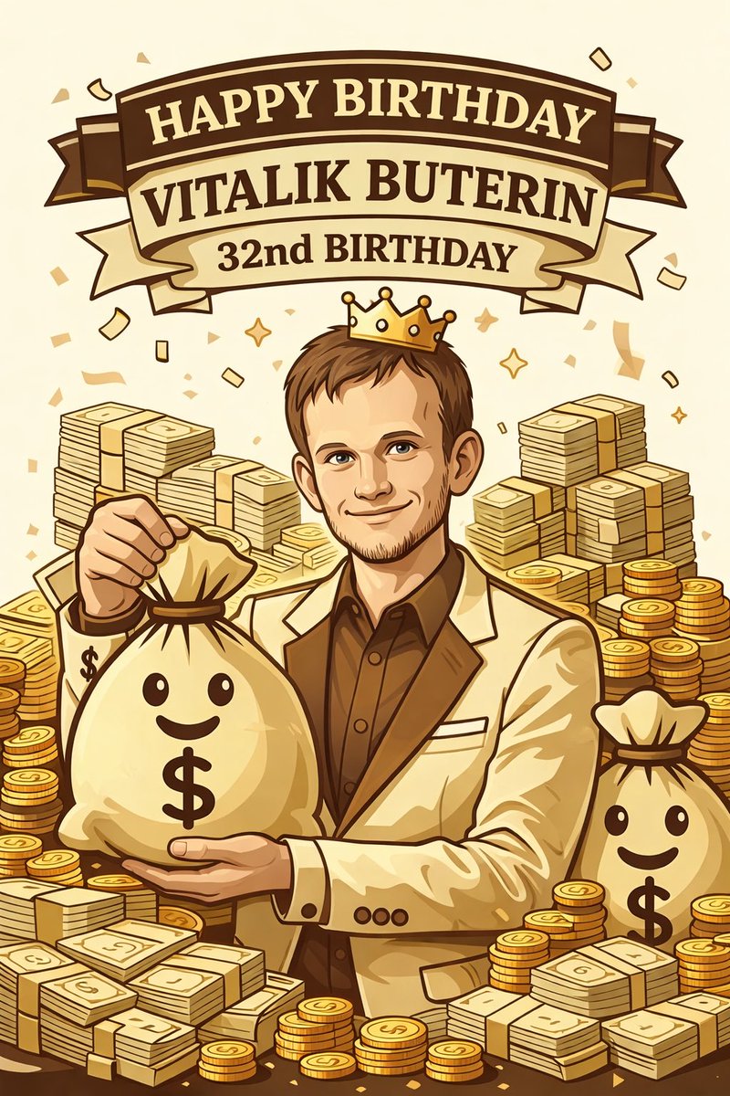 From a bold idea to a global infrastructure.

Ethereum changed the game… and the future is still unfolding.

Will RICHE follow the same path?
Time will tell.

Cheers to 32 years, <a href="/VitalikButerin/">vitalik.eth</a> 🚀