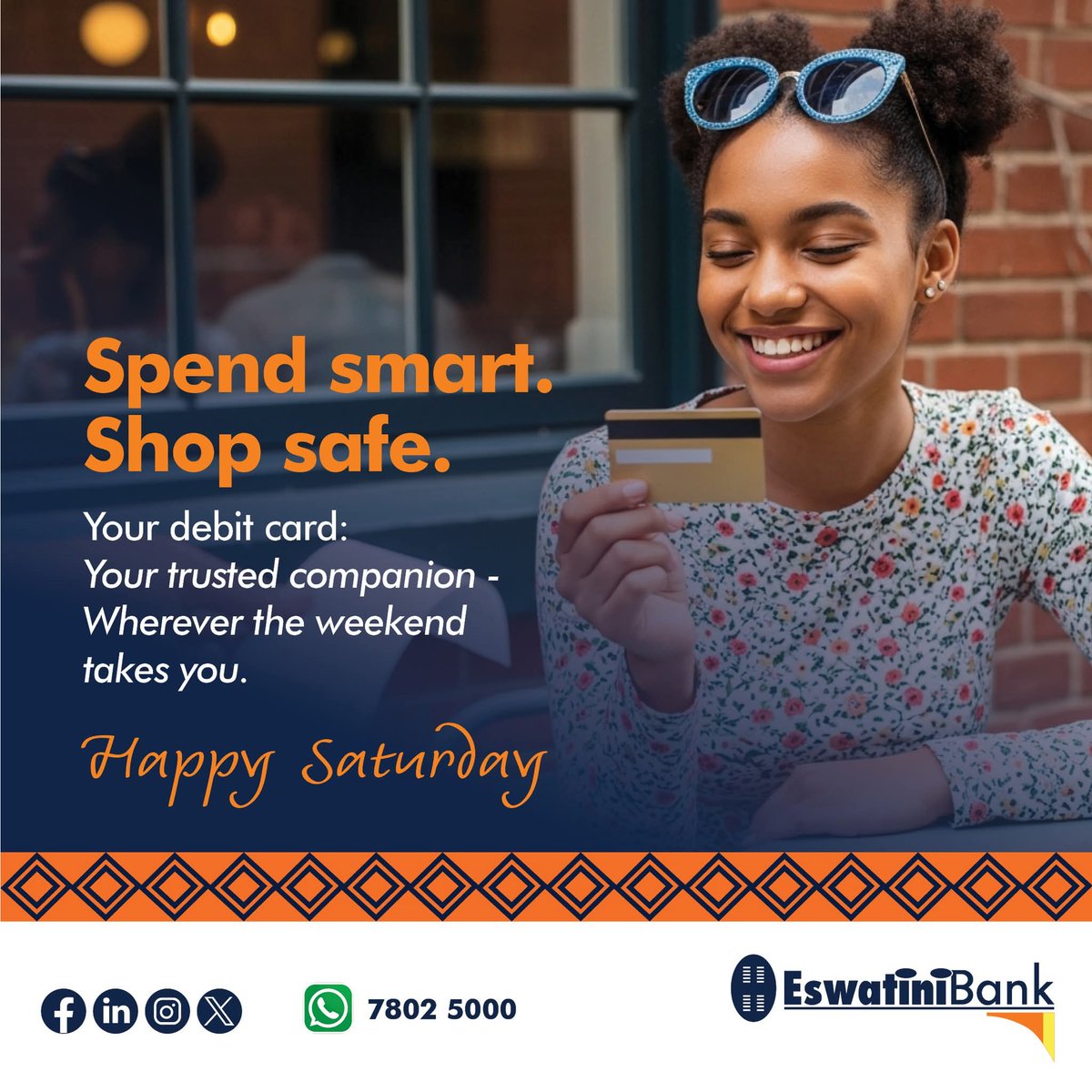 Whether you're brunching, browsing, or buying something nice for yourself, enjoy every moment. You’ve earned it! Happy Saturday! #EswatiniBank #LibhangeLesive #Belong #Tivele_Usekhaya #HappySaturday #WeekendVibes #FeelGoodMoments