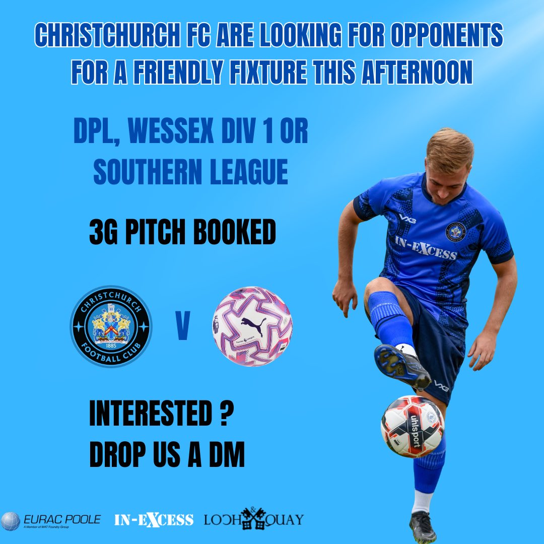 Please get in touch as soon as possible, thank you ⚽️

<a href="/WessexLeague/">Velocity Wessex League</a> <a href="/swsportsnews/">South West Sports News</a> <a href="/DPL_official/">Dorset Premier Football League</a> <a href="/SouthernLeague1/">The Pitching In Southern Football League</a>