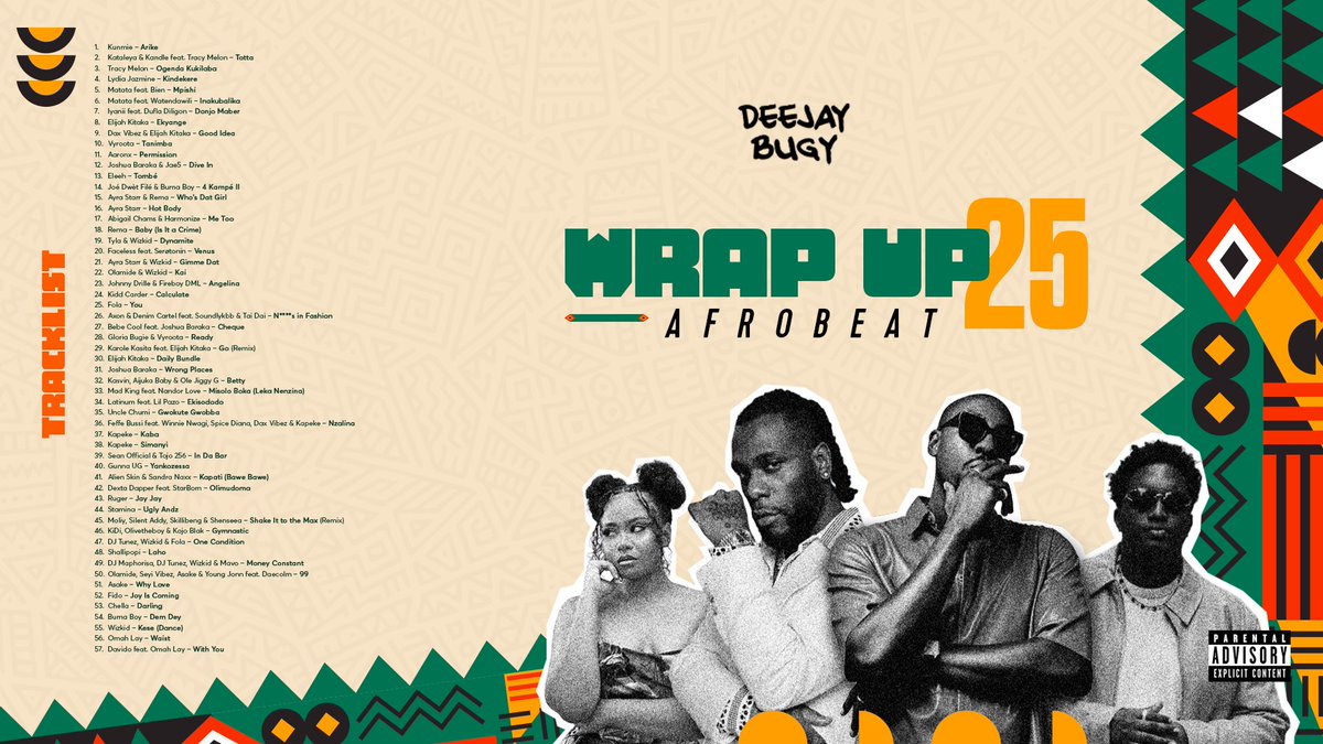 deejaybugy's tweet image. The #WrapUp25 “Afrobeats” mix is also available for download on this Google drive link. 

drive.google.com/file/d/10TqWUo…

Also below is the tracklist. Zoom in for your best song of 2025👇👇