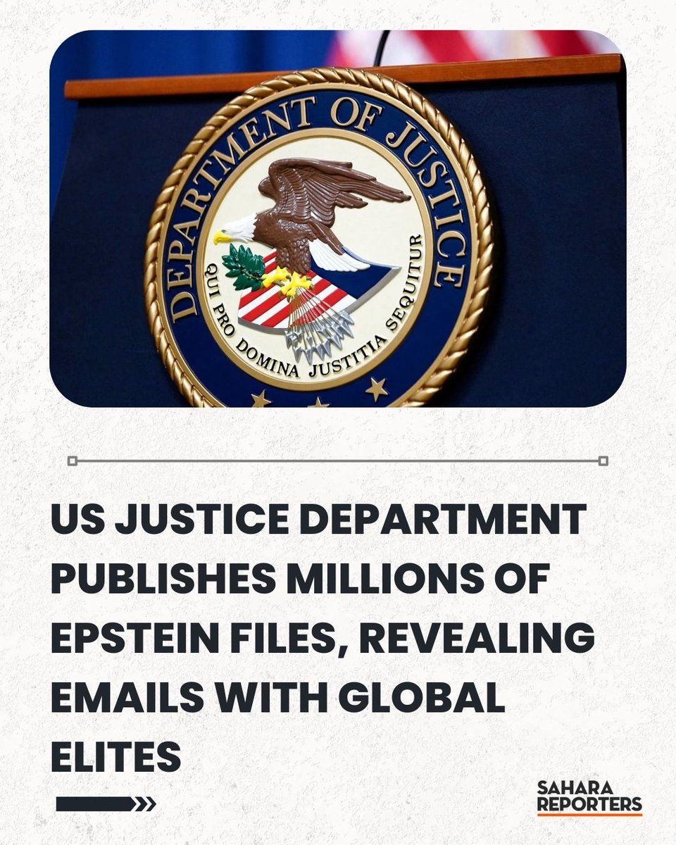 SaharaReporters's tweet photo. US Justice Department Publishes Millions Of Epstein Files, Revealing Emails With Global Elites | Sahara Reporters https://t.co/B930kl6oBa https://t.co/xJ69i4LSpk