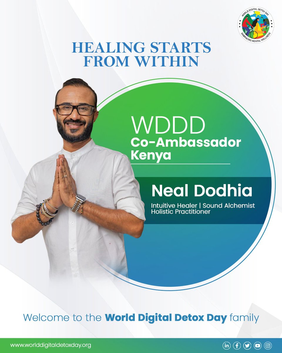 Welcome to the WDDD Family!
We’re delighted to welcome Neal Dodhia as WDDD – Co-Ambassador, Kenya.
An Intuitive Healer &amp; Sound Alchemist joining the world’s largest digital wellness movement inspiring presence over screens.
#WDDD #CoAmbassador #GlobalMovement  #HealingFromWithin