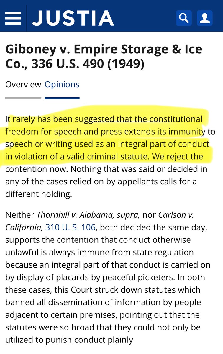 algxtradingx's tweet image. No they actually don’t know their stuff, they don’t have any idea what they’re talking about. 

This is clear as day, and it’s been clear as day for over 70 years now, Don Lemon doesn’t enjoy any first amendment protections because his speech and actions were integral to a crime.