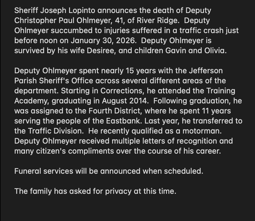 Jefferson Parish Sheriff’s Office tweet media