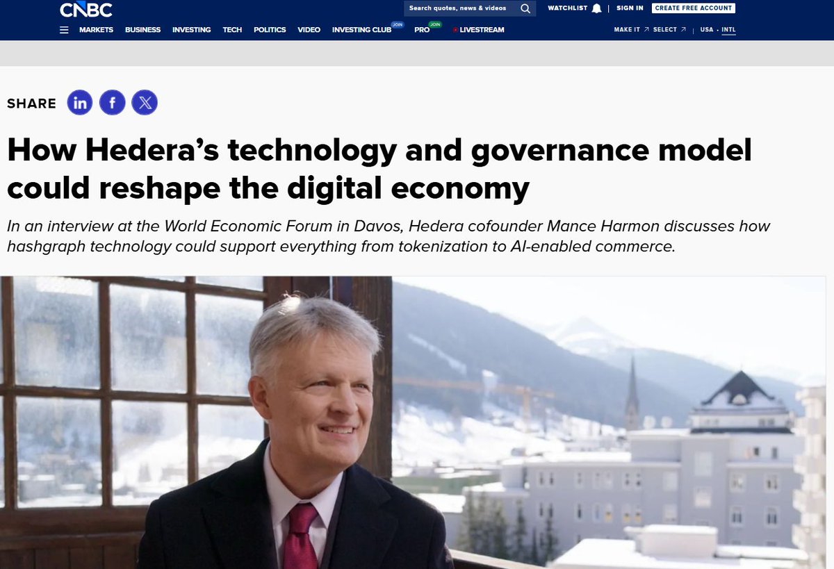 RealAllinCrypto's tweet image. 🔥 Hedera Hashgraph has been featured on in an article on @CNBC, highlighting $HBAR's strengths: "Hedera is already setting industry firsts in the United Kingdom. Lloyds Banking Group and Aberdeen Investments."