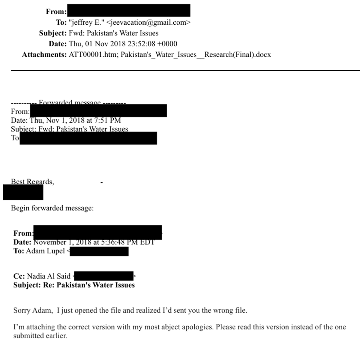 YearOfTheKraken's tweet image. BREAKING: Pakistan was lobbying Jefferey Epstein for its 'Water Issues' and 'Indus Water Cooperation' as far back as in 2018.

A person whose name was redacted sent his interactions with Adam Lupel of the International Peace Institute (IPI) to Epstein.

IPI has received lots of…