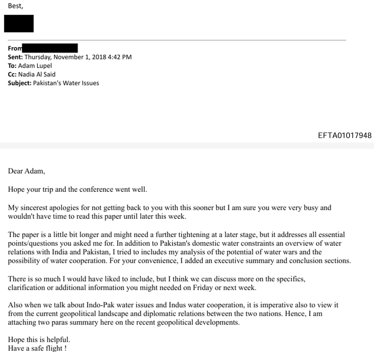 YearOfTheKraken's tweet image. BREAKING: Pakistan was lobbying Jefferey Epstein for its 'Water Issues' and 'Indus Water Cooperation' as far back as in 2018.

A person whose name was redacted sent his interactions with Adam Lupel of the International Peace Institute (IPI) to Epstein.

IPI has received lots of…