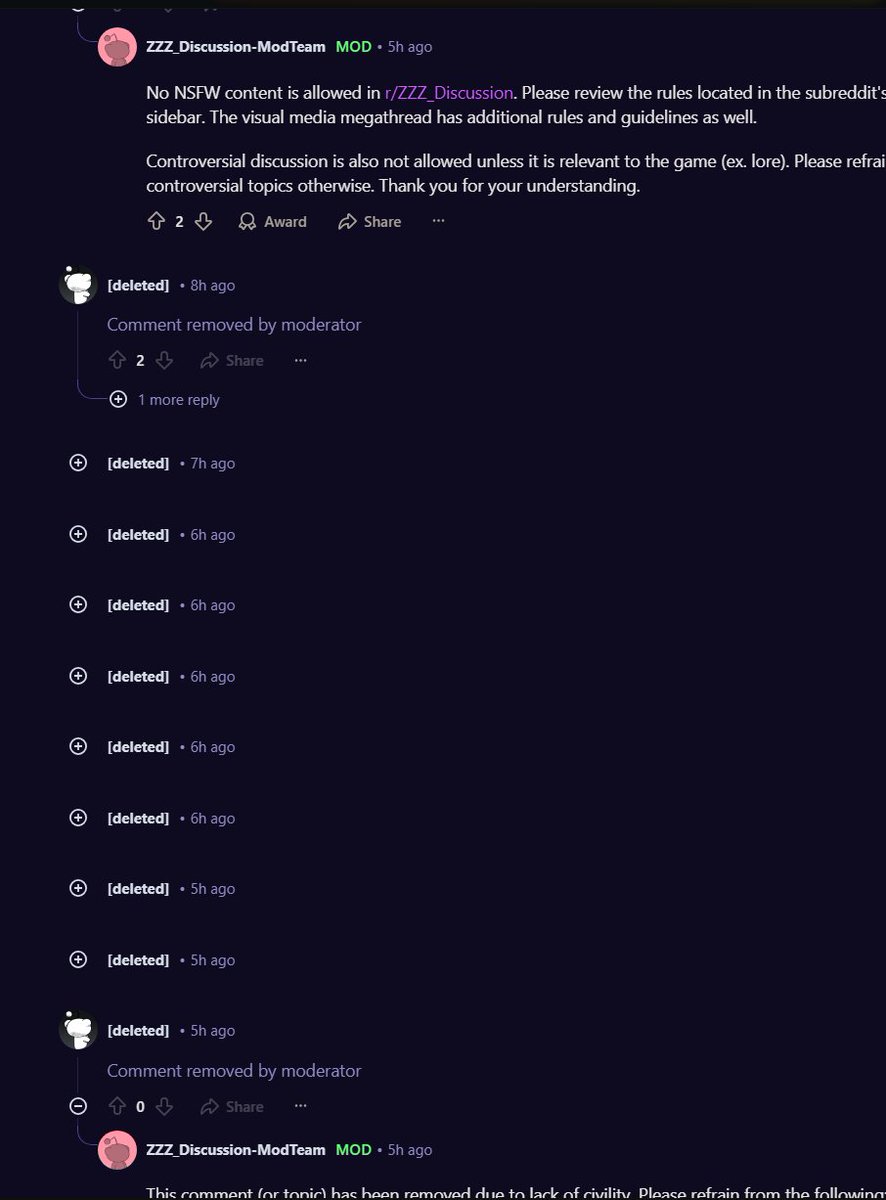 ChibiReviews's tweet photo. ZZZ Sub-Reddit Moderators are upset about what the Official ZZZ was posting today

They will permanently ban you if you use the following

"cute" + "funny" in any combination together

"😭" + "💢" in any combination

"UWOOOOH", "must be corrected", and similar exclamations https://t.co/ju8fuhgDwo