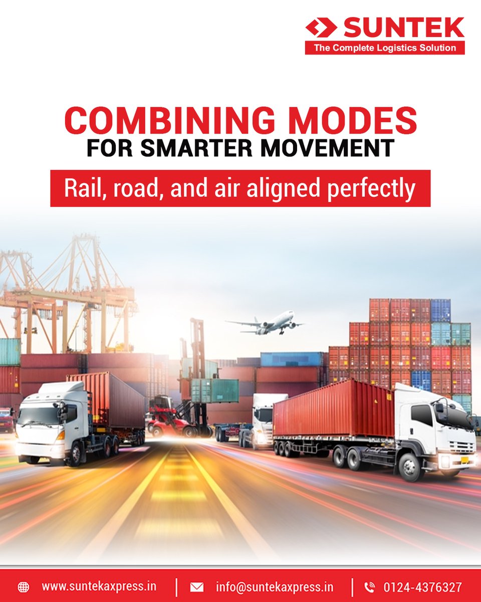 By integrating rail, road, and air transport, Suntek Axpress delivers flexible, cost-efficient multimodal solutions tailored to complex supply chains. #SuntekAxpress #MultimodalLogistics #IntegratedTransport #SmartShipping