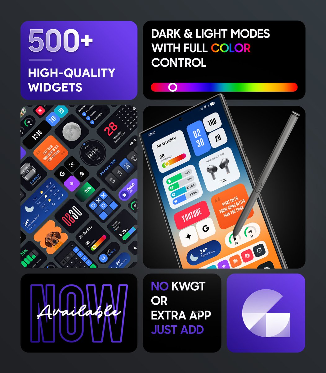 Hello guys! 
We’re excited to share that Galaxy Widgets: One UI is officially live!

🎉 Limited-time launch discount
play.google.com/store/apps/det…

5 Promo Codes for Lucky Retweets 🎁