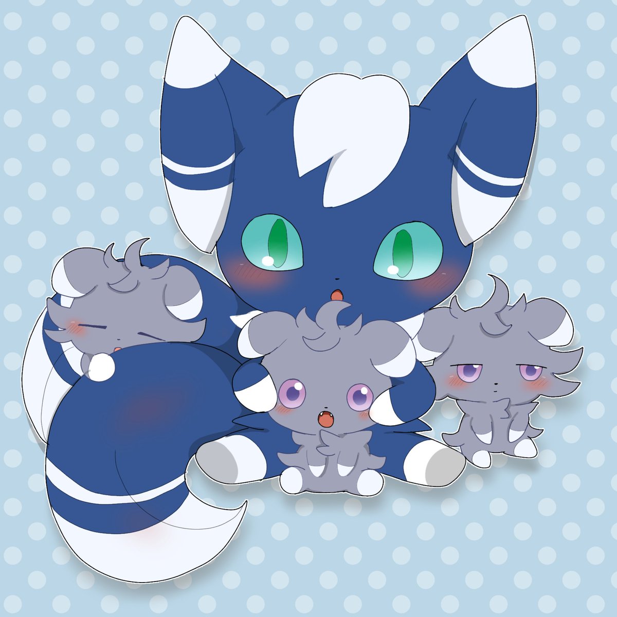 ニャオニクス♂とニャスパー #ポケモンイラスト #pokemonfanart