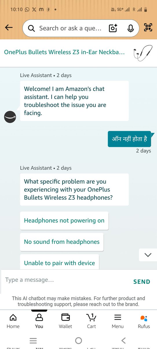 AmitAtul1's tweet photo. @AmazonHelp @amazonIN 
My order placed*22 January 2026
Order Id no* 408 0066153 2533913
Delivered*23 january 2026
Payment total*1310 rupees UPI.
Product issue
Live assistant chat,but my issue not resolved(3day before).
Please solve my issue.
Product return or exchange. https://t.co/nRhuHbllah