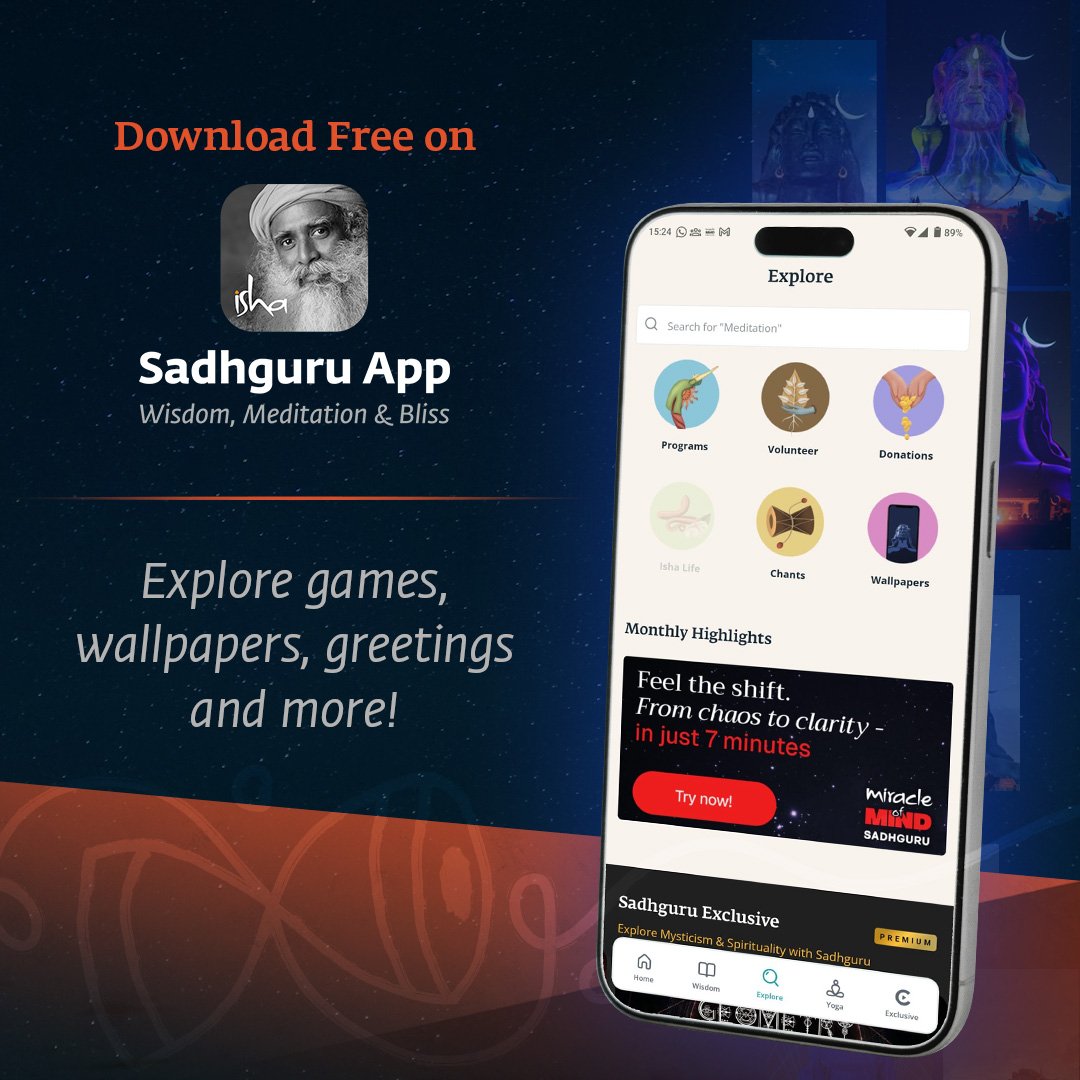 From lock screens to home screens, let every glance become a gentle reminder to turn inward this Mahashivratri

Download Now: isha.co/sadhguru.app

#MSR2026Wallpapers #IshaMahashivratri2026 #Mahashivratri2026