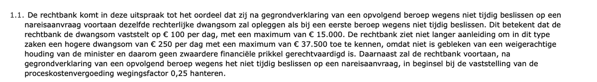 Rechter heeft geoordeeld dat voortaan bij een opvolgend (2e) beroep niet tijdig beslissen nareis dwangsom van max. € 15.000 geldt en niet € 37.500 euro zoals deze doet.
#asiel #nareis #gemeenschapsgeld
<a href="/RechtspraakNL/">Rechtspraak</a> <a href="/IND_NL/">IND</a> 
 uitspraken.rechtspraak.nl/details?id=ECL… vs uitspraken.rechtspraak.nl/details?id=ECL…