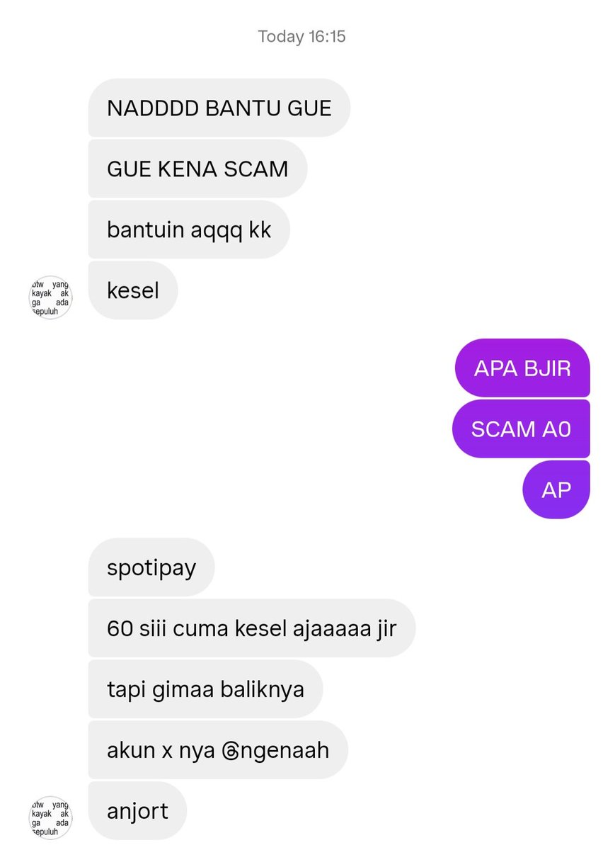 kerupukkentangs's tweet image. ⚠️ HELP RT. SCAMMER!!!⚠️ 

Temen gw kena scam!!
Nih akunnya @ngenaah . No wa nya lihat aja di nih foto
Hati² ya ges. Duitnya kaga seberapa, tp sumpah deh stop jadi tukang tipu jir. Dosa woyy, ga halal duit lu
@ngenaah TOBATTTT

#scammer #zonauang