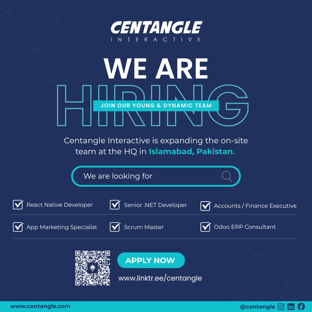 imranhunzai's tweet photo. @centangle is hiring for multiple positions in Islamabad, Pakistan. 

Job details:
https://t.co/mz3rcsRAPV

Application link:
https://t.co/Kuuy6qphWf https://t.co/IPyU2gPOES