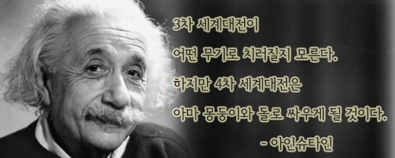 3차대전에서 사용될 가장 치명적인 무기가 핵이 아닐 수도 있다는 생각이. 인류 문명은 무섭도록 빠르게 진화하고 있으니까. 그리고 4차대전에 대한 아인슈타인의 예언은 아마도 틀린 예언이 될 것이다. 3차 세계대전으로 인류가 개박살이 나도 이 고속의 문명은 무너지지 않을 거라는 확신이 든다.