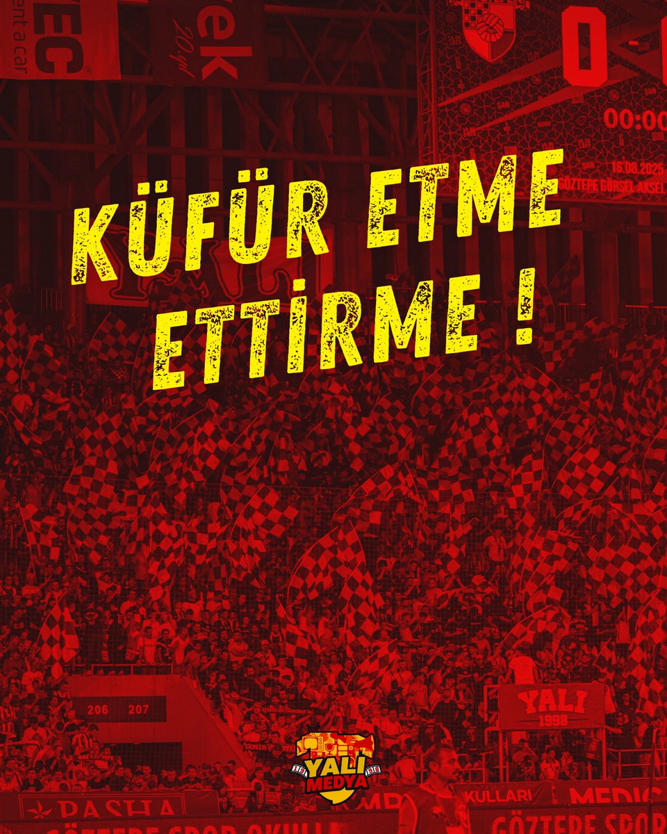 Değerli Göztepeliler,
Taraftarlarımızın herhangi bir ceza ile karşı karşıya kalmaması adına tribünlerde küfür edilmemesi ve küfürlü tezahüratlara izin verilmemesi büyük önem taşımaktadır.
Takımımıza olan desteğimizi her zaman olduğu gibi coşkulu ama sağduyulu şekilde gösterelim.