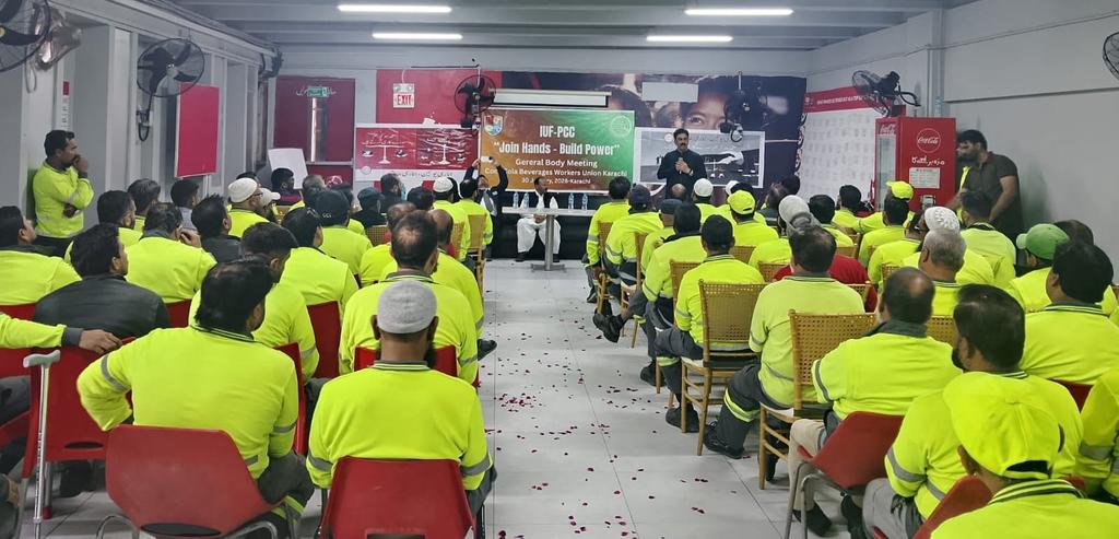 QAMAR55's tweet photo. United we bargain: Collective Bargaining is a powerful tool that helps lift workers out of poverty by enabling them to negotiate better wages, improved benefits, and safer working conditions.
General Body Meeting of Coca-Cola Beverages Workers Union, Karachi https://t.co/QEiq3gU4pr