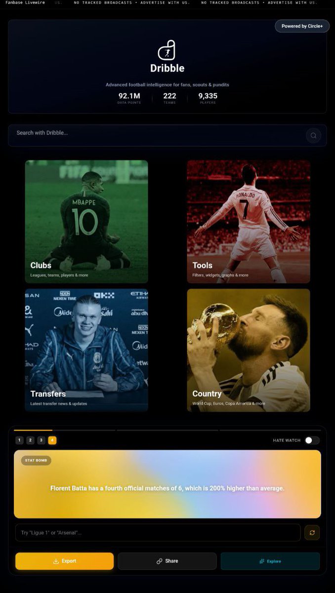 🎊 we’ve been busy! Here are this week’s updates

◉ We’ve just updated the overall aesthetic &amp; user experience for our users at dribble360.com

◉ We have also doubled the data available with our records running back all the way to 2026

1/7