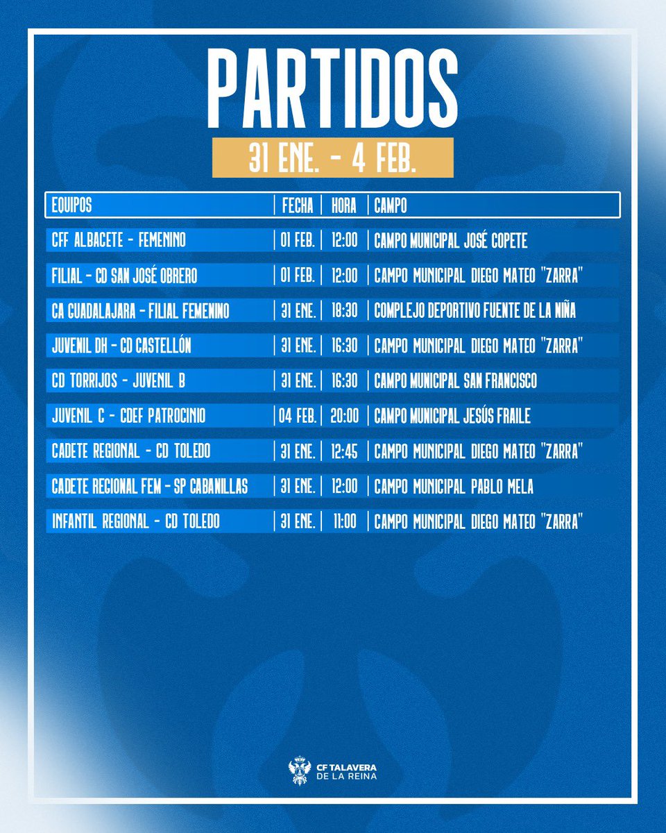 CanteraCFT's tweet image. 📘 𝑳𝑨 𝑨𝑮𝑬𝑵𝑫𝑨 del fin de semana 

#CanteraTala 💙🤍