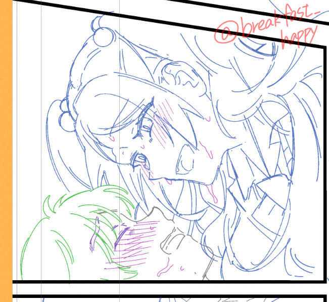 ( `ω'o[ 下書き進捗]o

個人的お気に入りのコマ
結構線画の時に微調整したので… 