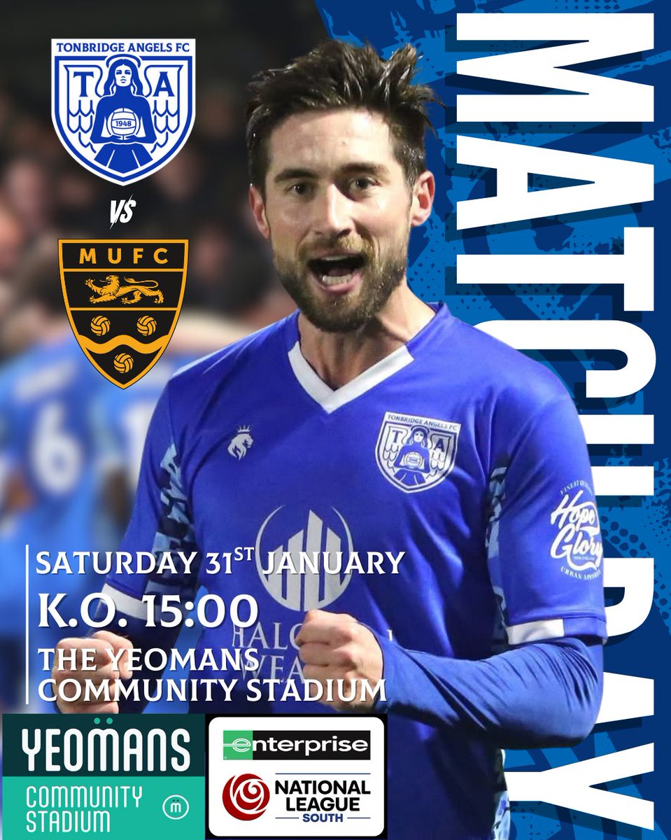 tonbridgeangels's tweet image. ⚽️ | 𝗗𝗘𝗥𝗕𝗬 𝗗𝗔𝗬

😇🆚 𝗠𝗮𝗶𝗱𝘀𝘁𝗼𝗻𝗲 𝗨𝗻𝗶𝘁𝗲𝗱 @maidstoneunited 
🗓️ Saturday 31st January
⏰ 15:00
📍 Yeomans Community Stadium, TN10 3JF 
🏆@NL_Enterprise South
🎟️ Adults £18, Concs £15 Students/Youths £8 U12 Free
🎟️ tonbridgeangels.co.uk/buy-tickets
❗️The match is…