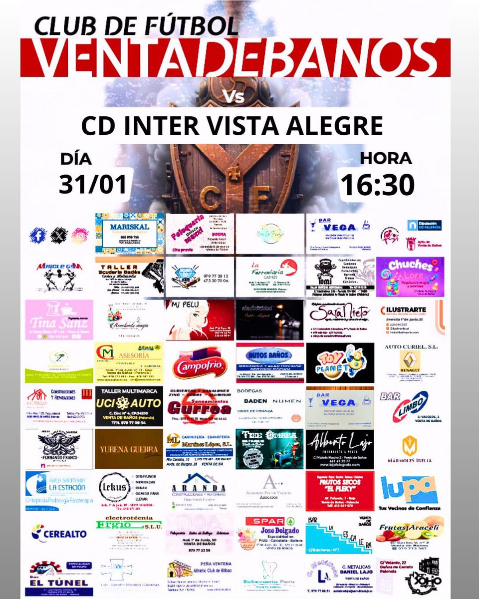🔴🔵 DÍA DE PARTIDO 🔵🔴

Hoy a las 16:30 h nuestro Aficionado juega en casa 🏟️
📍 Amador Alonso
🆚 Inter Vista Alegre

¡Que el campo se tiña de rojo y azul y empujemos todos juntos al equipo! 💪🔥

ℹ️ El partido del Juvenil en Carrión ha quedado suspendido.

🙌 Vamos equipo!!