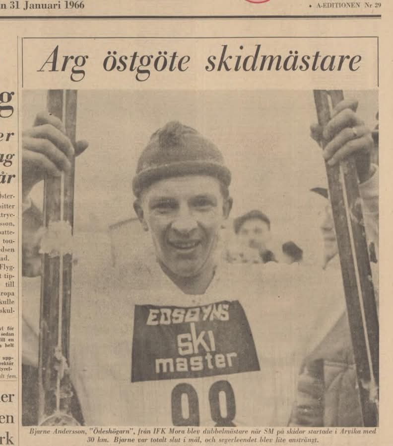 LOGavert's tweet image. För exakt 60 år sedan (31 januari 1966) blev Bjarne Andersson svensk mästare på 30 km vid Skid-SM i Arvika. "Evighetsmaskinen från Ödeshög". #legend