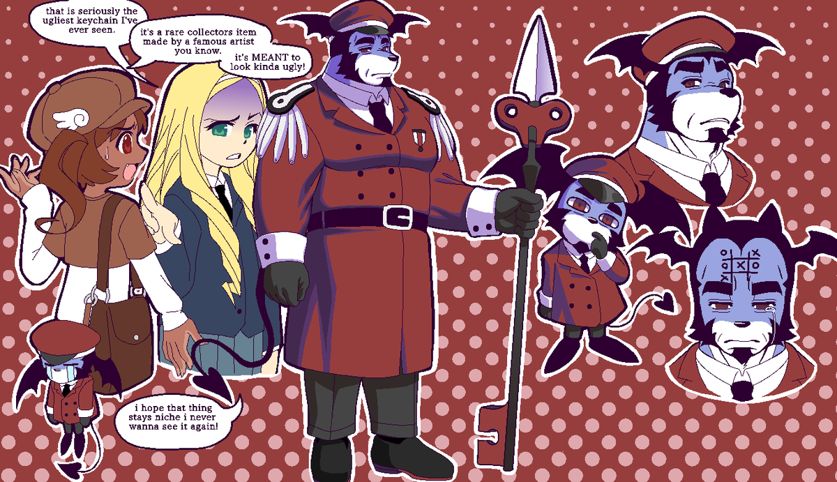 a selfish and frankly kinda evil magical girl whose mascot is a depressed middle aged demon who was part of the demon army, he is also her older brother