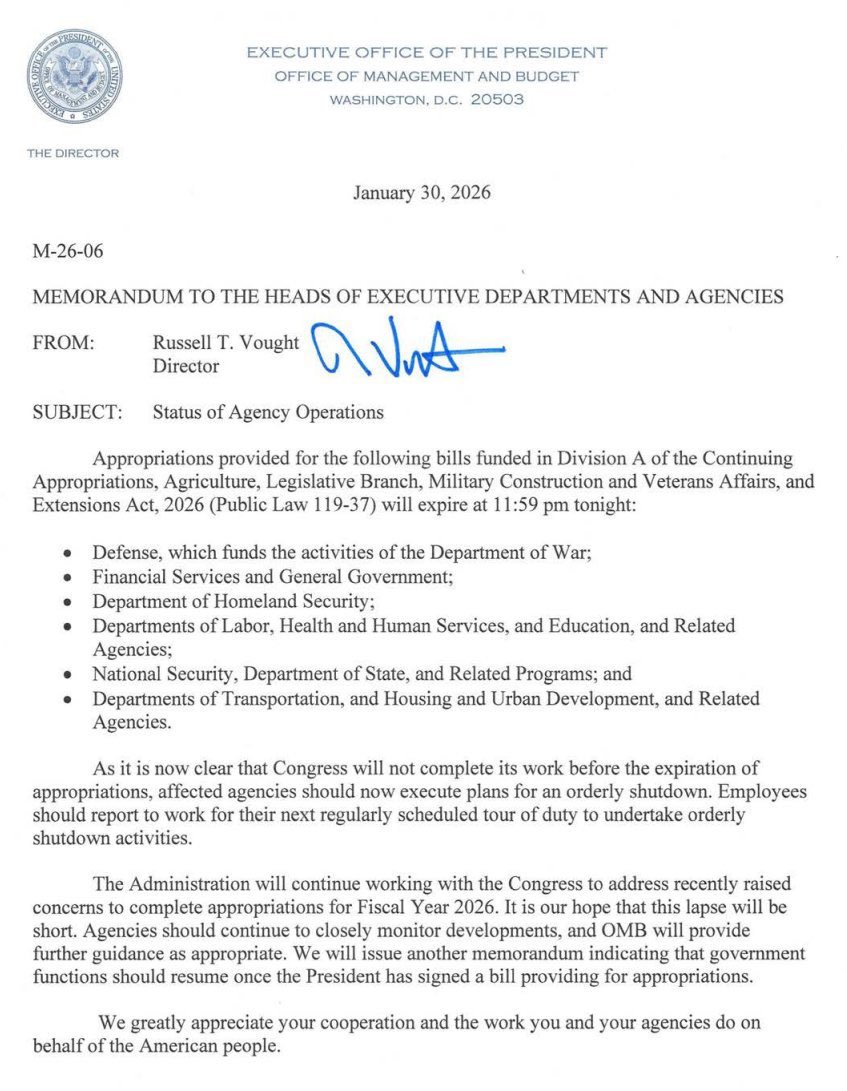 ด่วน ! รัฐบาลสหรัฐประกาศเข้าสู่ภาวะ Government Shutdown (บางส่วน) อย่างเป็นทางการแล้ว !