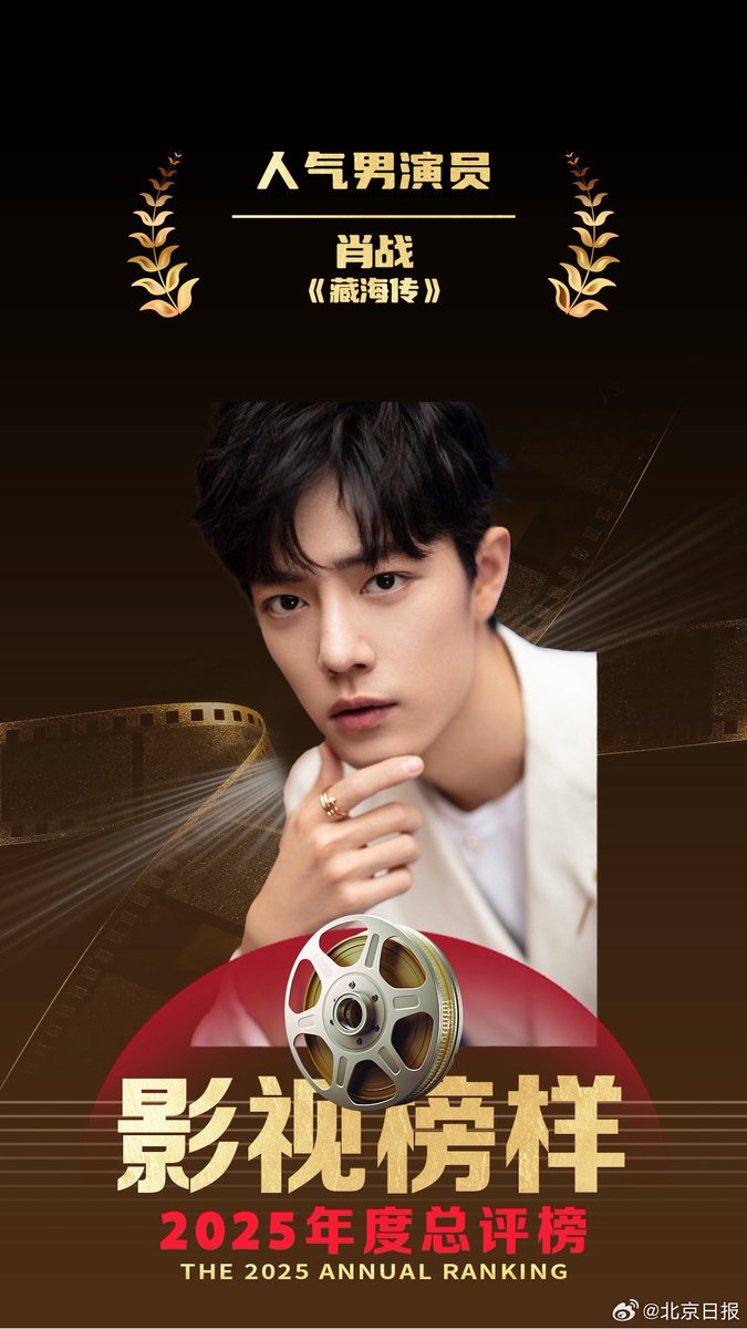 Daily Beijing announces that #XiaoZhan ad been awarded with the title of 2025 Most Popular Actor  by "Film and Television Awards 2025 Annual Ranking”

This kind of award has a first stage with voting online, then a second stage where a jury selects the winner in between the top