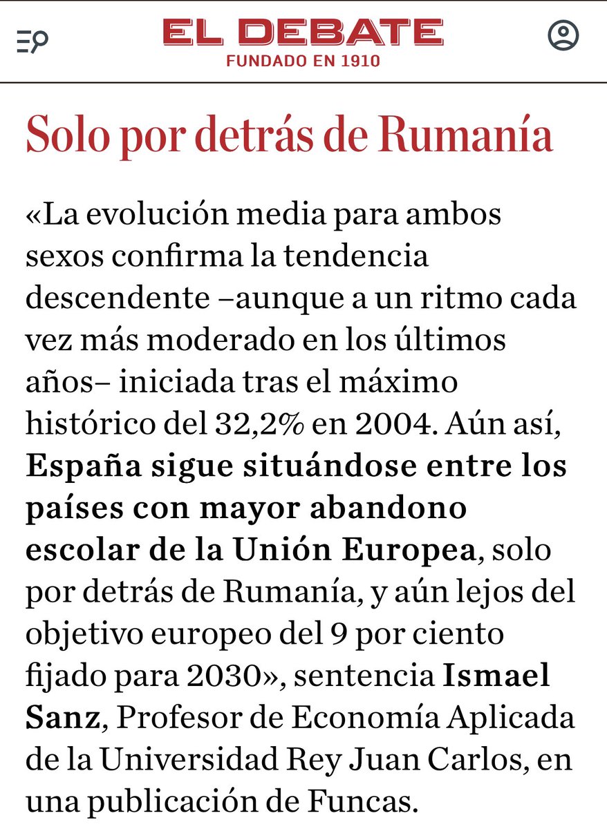 La tasa de abandono educativa de los chicos no ha bajado en 2025 (15,9%) mientras que la de las mujeres ha disminuido al 9,5%. La brecha de género aumenta en educación. “España sigue situándose entre los países con mayor abandono escolar de la Unión Europea, solo por detrás de
