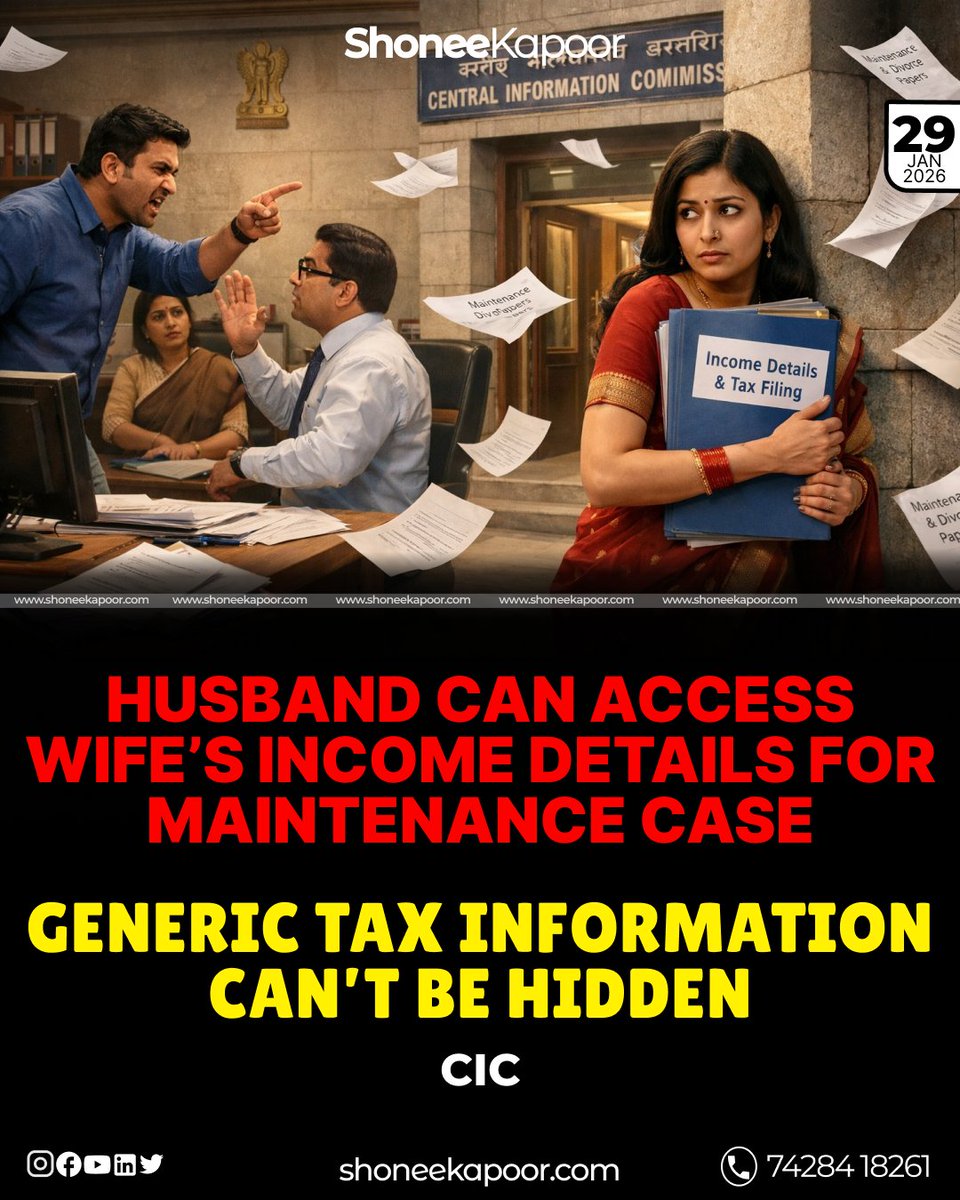 The CIC has ruled that a husband fighting a maintenance case has the right to seek generic income details of his wife.

Privacy cannot be misused to conceal earnings when financial truth is central to justice.

This order quietly restores balance in a system where men are often