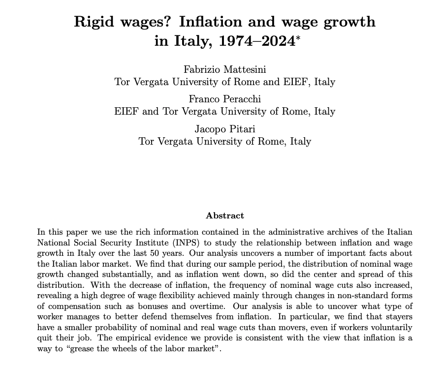 chialtilio's tweet photo. A new paper has been published by @INPS_it "Rigid #wages? #Inflation and wage growth in #Italy, 1974-2024" with an analysis by Mattesini Peracchi &amp; Pitari @unitorvergata > 
https://t.co/dHEkI6rHOf
@_jacoposala @bollettinoADAPT @ADAPT_bulletin https://t.co/IlwGORUOom
