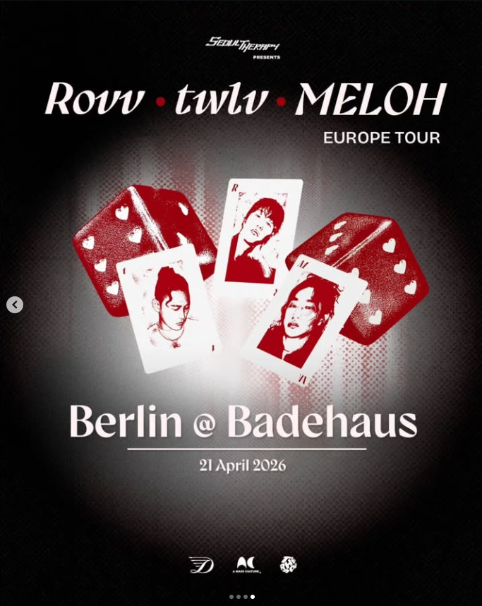 kpopconcertseu's tweet photo. NEW DATES ANNOUNCEMENT
Rovv, twlv and MELOH's Europe tour has been postponed to the following dates:
Paris: April 17 at @communalesaintouen
London: April 19 at @oslohackney
Berlin: April 21 at @badehaus_berlin
Venue change in Paris.
#twlv #meloh #rovv #concert https://t.co/ElEGaI7XTv