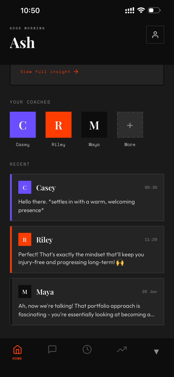 LabraxTech's tweet image. Completed the vast majority of the foundational build for @RevenueCat #Shipyard2026. Push notifications, monetisation, full suite of AI coaches and cross-coach context. Now to spend time refining the experience.